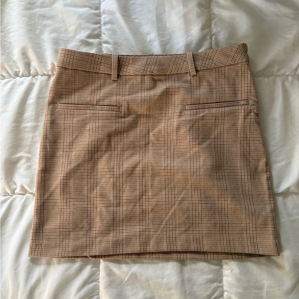 H&M Beige Checkered Skirt